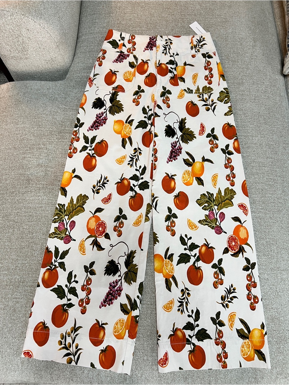 NWT Anthropologie x Maeve Collette Crop Wide- Leg Pants. Citrus Print. Size 26 - Picture 2 of 8